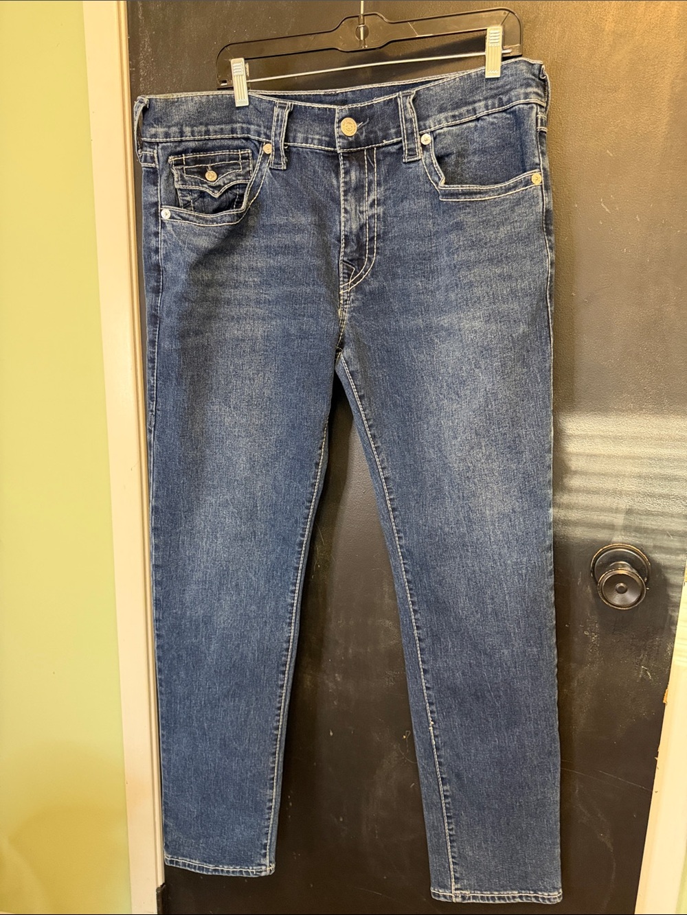 True Religion Rocco Relaxed Skinny Flap Jeans 36